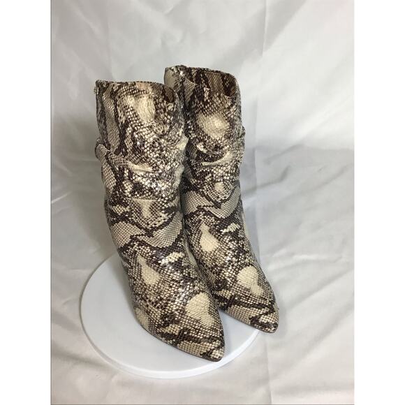 Bebe Women Vegan Snake Skin Mid Calf Boots Sz. 7 Brown 3.5” heel Edgy Y2K - Picture 4 of 12